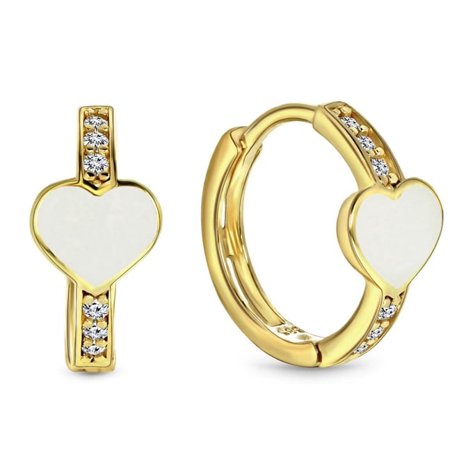 Juwelier Emo - Hart Oorbellen Goud - 14 Karaat – WIT – Diameter 12mm