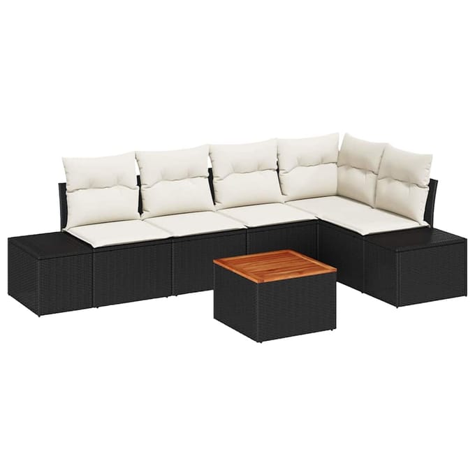 vidaXL - Tuinbank - Set - 6 - st - Zwart - poly - rattan