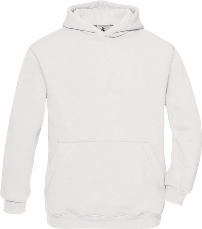 B&C Hooded Sweater - wit - trui met capuchon - kinderen 98/104