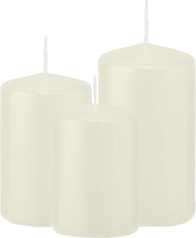 Trend Candles - Stompkaarsen set 6x stuks ivoor wit 8-10-12 cm