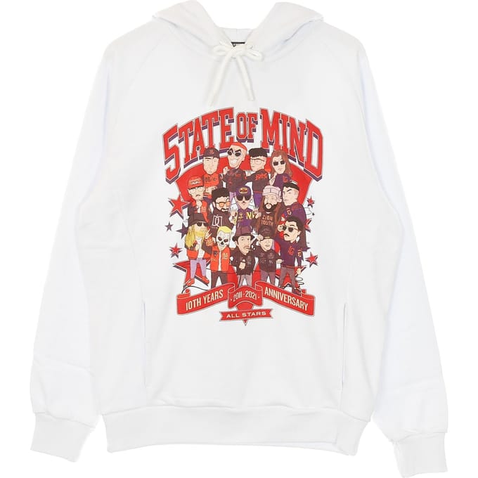 Lichtgewicht herensweatshirt met capuchon 10e verjaardag All Star5 wit