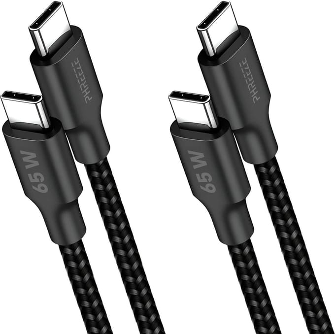 Usb C kabel 1m - Stevig nylon - 65W snelladen - 480Mbps data
