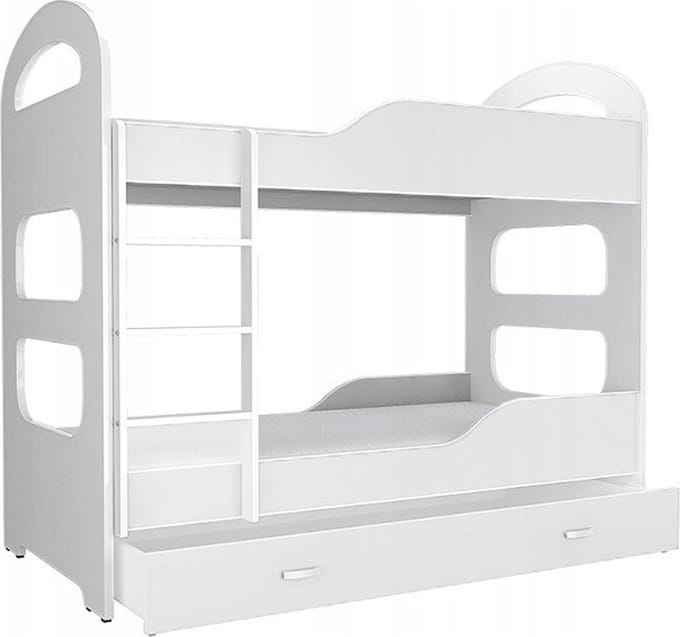 Kinder stapelbed wit - met dubbele matras - 190 x 80 cm