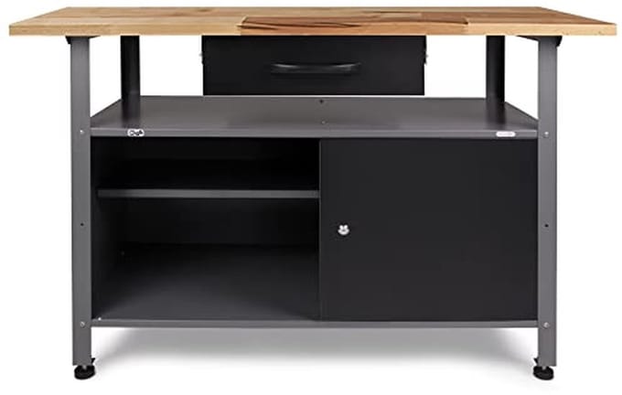 Verstelbare Montagewerkbank 120 cm met Afsluitbare Deur en Massief Werkblad