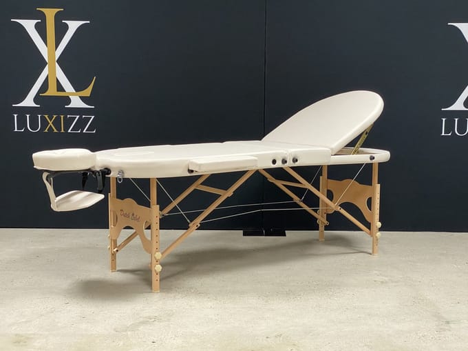 3 zones mobiele massagetafel + draagtas beige Dutchlabel