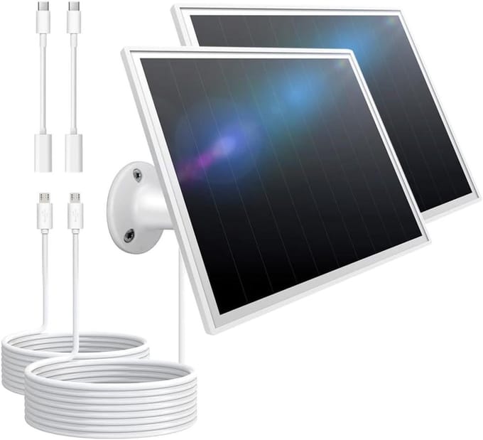 Zonnepaneel Oplader - Camera Stroom - Beveiliging Camera - IP66 Waterdicht - 8 Watt - Zwart