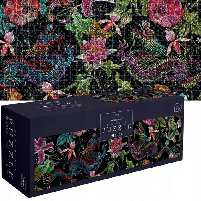 PUZZLE - 1000 STUKJES - Interdruk Panoramische puzzel - Secret Garden Bloemen - GERONIMO GAMES