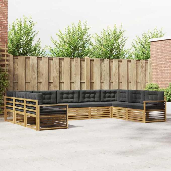 vidaXL - Buiten - bank - set - 9 - st - Wit - en - antracietkleurig
