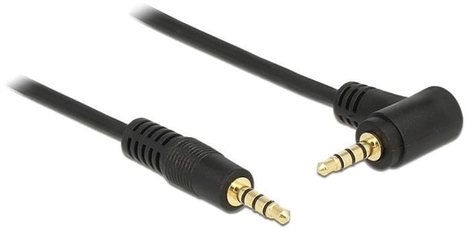 3,5mm Jack 4-polig audio/video kabel AWG24 - haaks / zwart - 2 meter