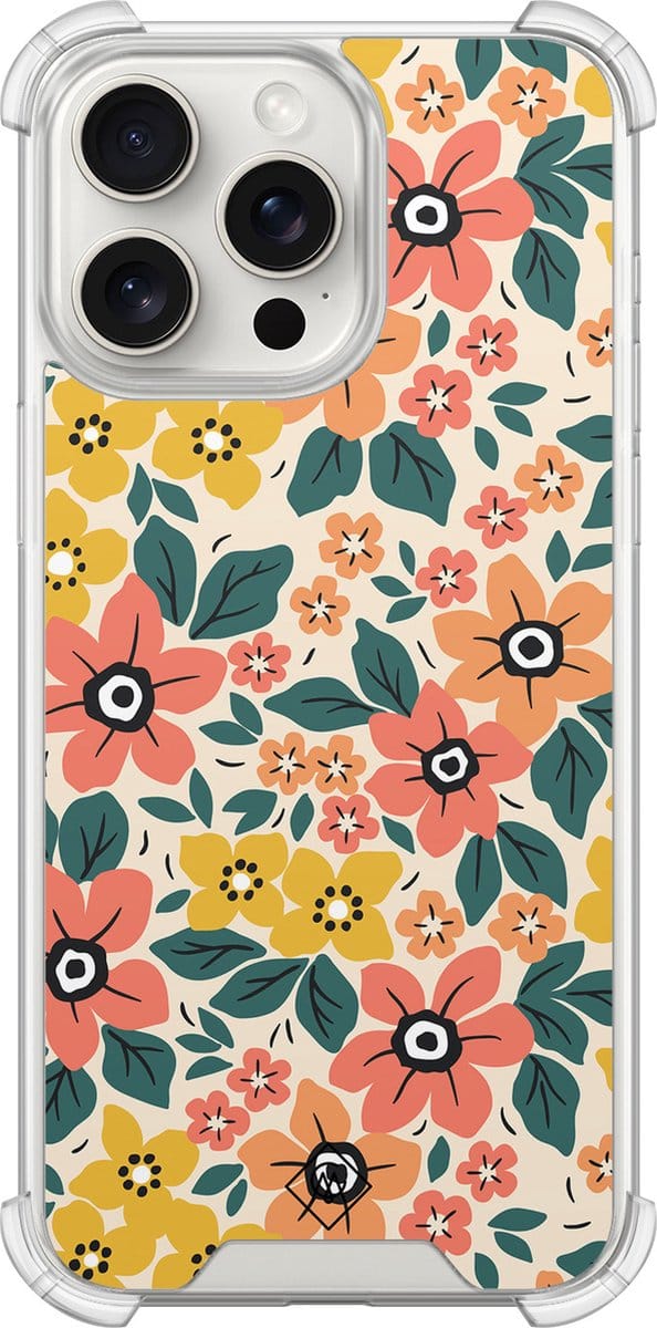 Casimoda® hoesje - Geschikt voor iPhone 15 Pro Max - Blossom - Shockproof case - Extra sterk - TPU/polycarbonaat - Multi, Transparant