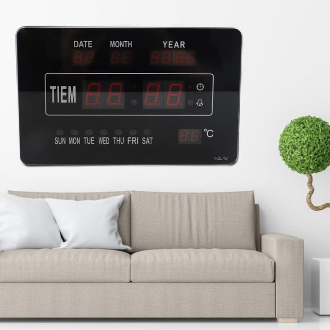 Multifunctionele Elektronische Digitale Kalender Klok Tijd Temperatuur Weergave wit