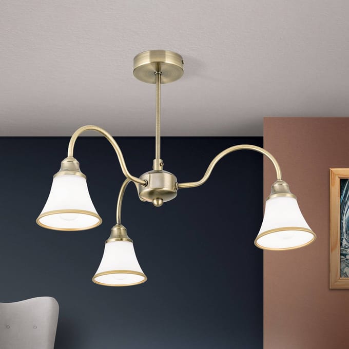 ORION TILDA - 3-lichts plafondlamp, oudmessing-look