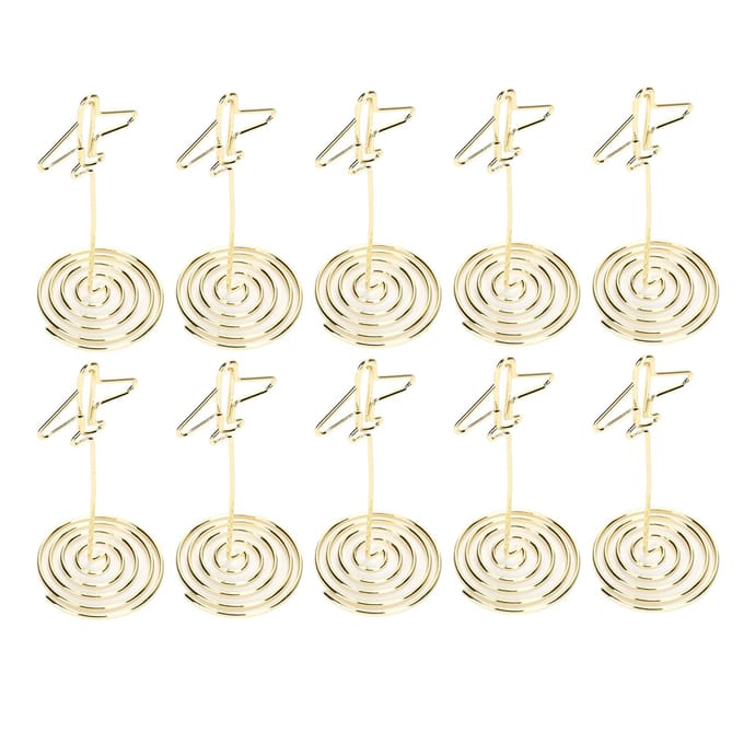 10 Stuks Berichtclip Desktop Metaal Visitekaartje Foto Gouden Vliegtuig Houder met Basis beige