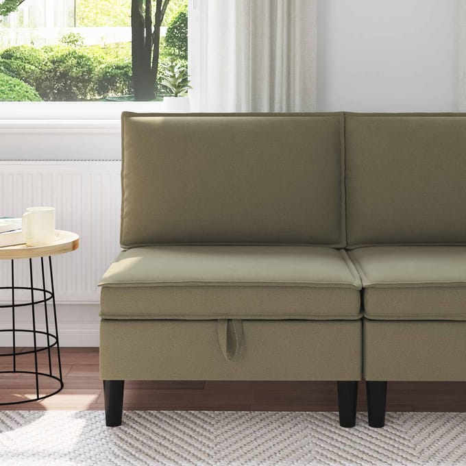 vidaXL - Midden - Sofa - met - Opbergruimte - Kaki - Fluweel