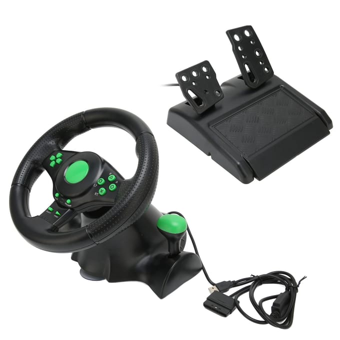 PC Racing Stuurwiel Game Stuurwiel 180 Graden Auto Racing Stuurwiel met Pedaal voor Racegame black