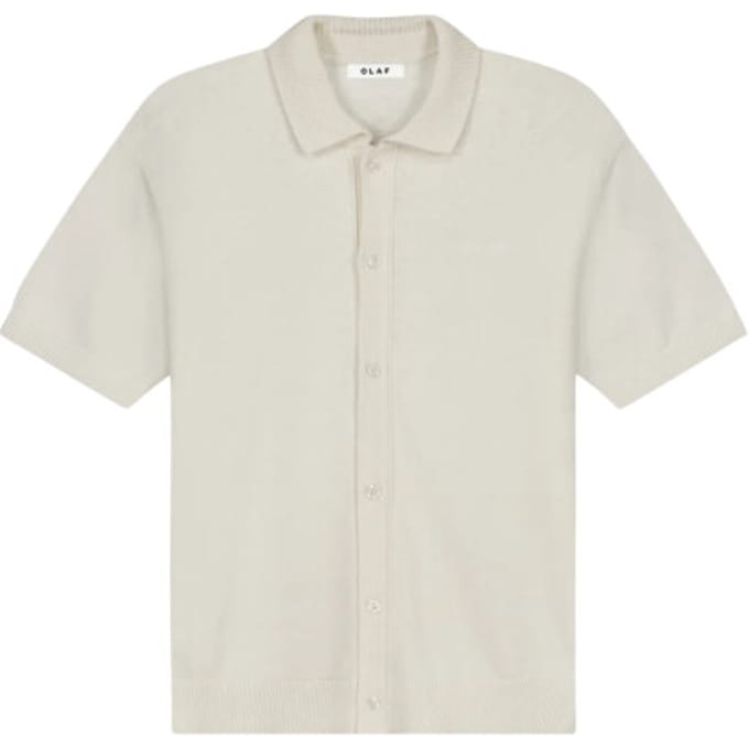 Olaf Linen Knitted Ss Polo Polos Off White M250702