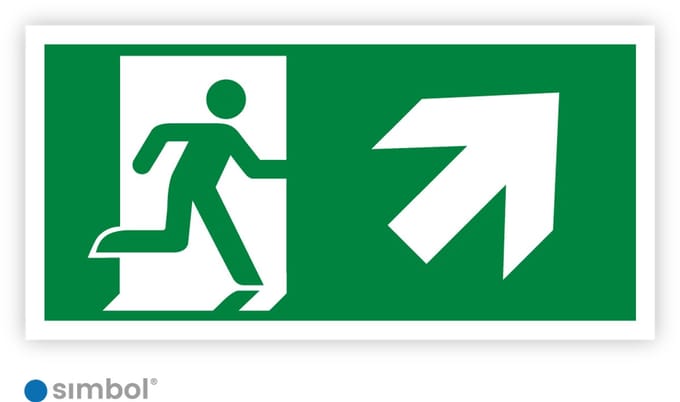Simbol® - Sticker Nooduitgang Rechts Boven - Formaat 15 x 30 cm.