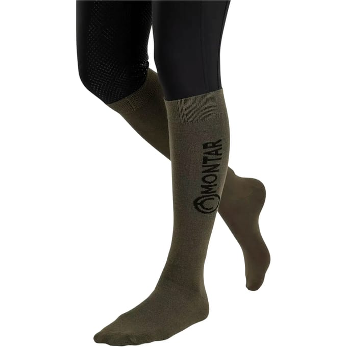 Paardrijsokken Montar Logo Dusty Green - 40-44
