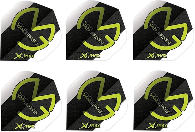 XQ Max Michael van Gerwen Flights polymeer Standaard A - 100 micron - Groen / Wit / Zwart 6 stuks