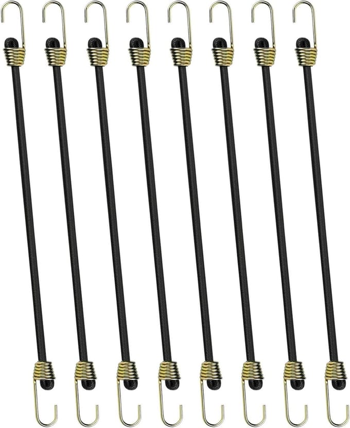 Elastische Spanners - Spanbanden met Haken - Bagage Beveiligen - Verstelbare Lengte - 8 Stuks 25 cm - Zwart