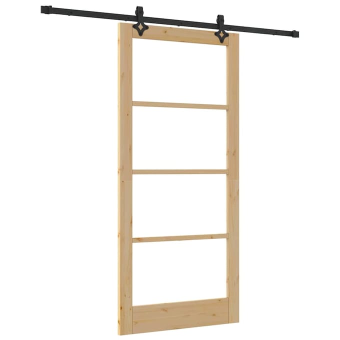 vidaXL - Schuifdeur - ORKDAL - 93 - x - 202 - cm - Massief - grenenhout - en - glas
