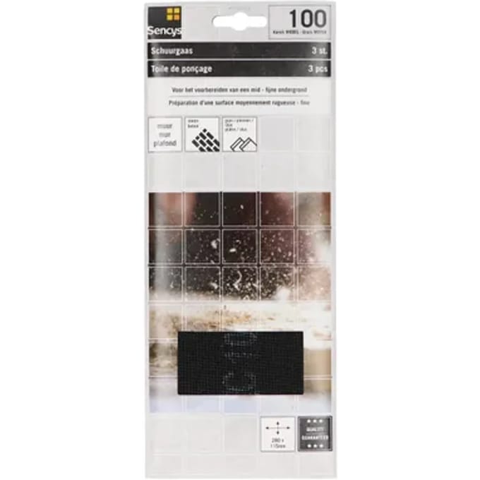 Sencys Schuurvel - P100 - Zwart - 115x280mm - 3 Stuks