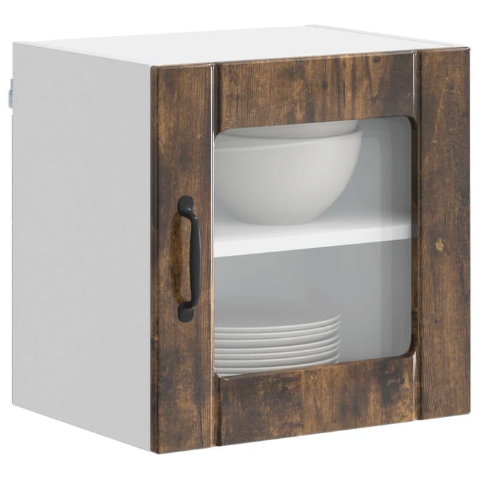 vidaXL - Wandglas - Kasten - LUCCA - Gerookt - eiken - 40 - x - 31 - x - 40 - cm
