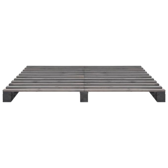 vidaXL - Bedframe - pallet - massief - grenenhout - grijs - 180x200 - cm