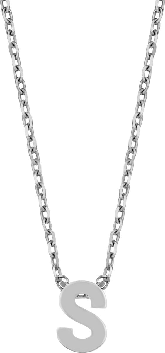 New Bling 9NB-907S Zilveren Collier Dames - letterhanger - S - Initiaal ketting