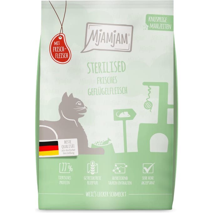 1,5kg MjAMjAM Knapperige Maaltijden Sterilised Gevogelte Kattenvoer droog