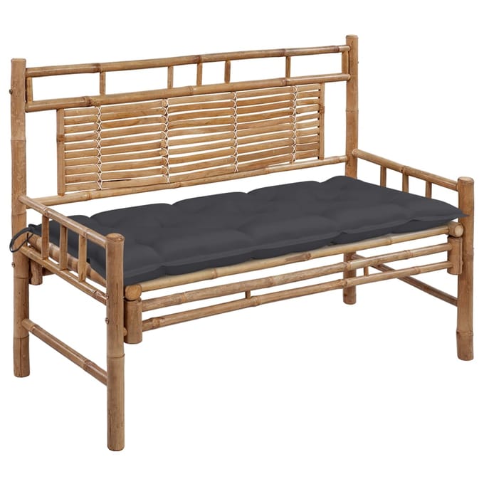 vidaXL - Tuinbank - met - kussen - 120 - cm - bamboe