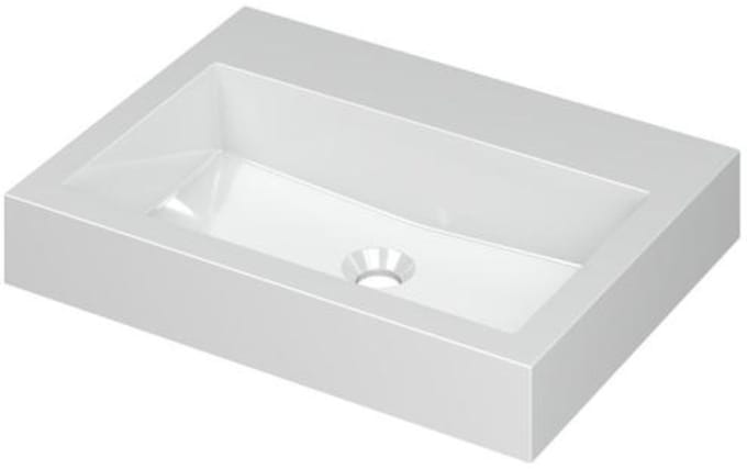 INK Momento Wastafel Polystone Zonder Kraangat - 600x450x90 mm - Glans Wit