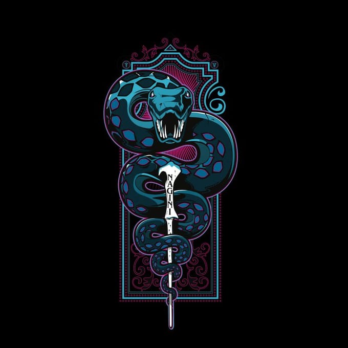 Harry Potter Nagini Neon t-shirt - Zwart - M