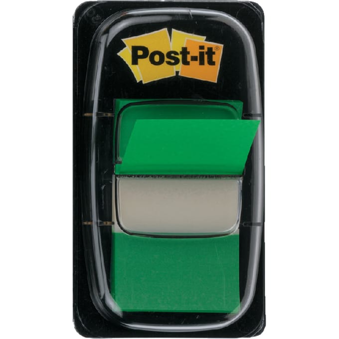 Post-it(r) Index Standard, Green, 25.4 X 43.2 Mm, 50 Tabs / Dispenser