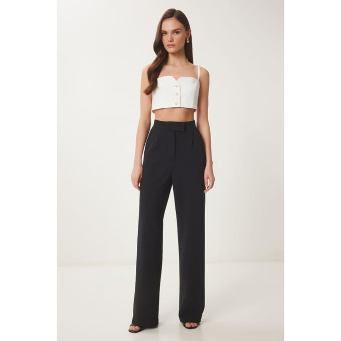 Hoge Taille Geweven Palazzo Broek