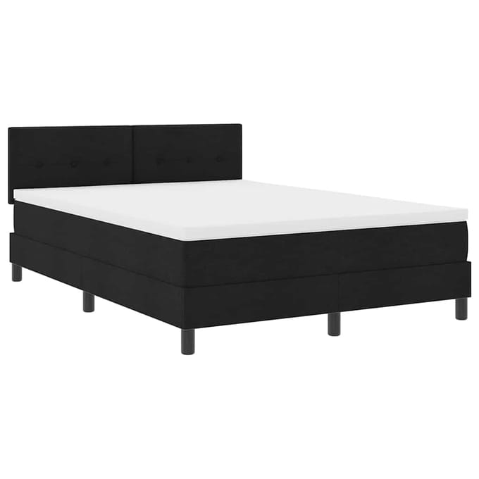 vidaXL - Boxspring - bed - met - LED-stripverlichting - Zwart - 140 - x - 200 - cm - Stof