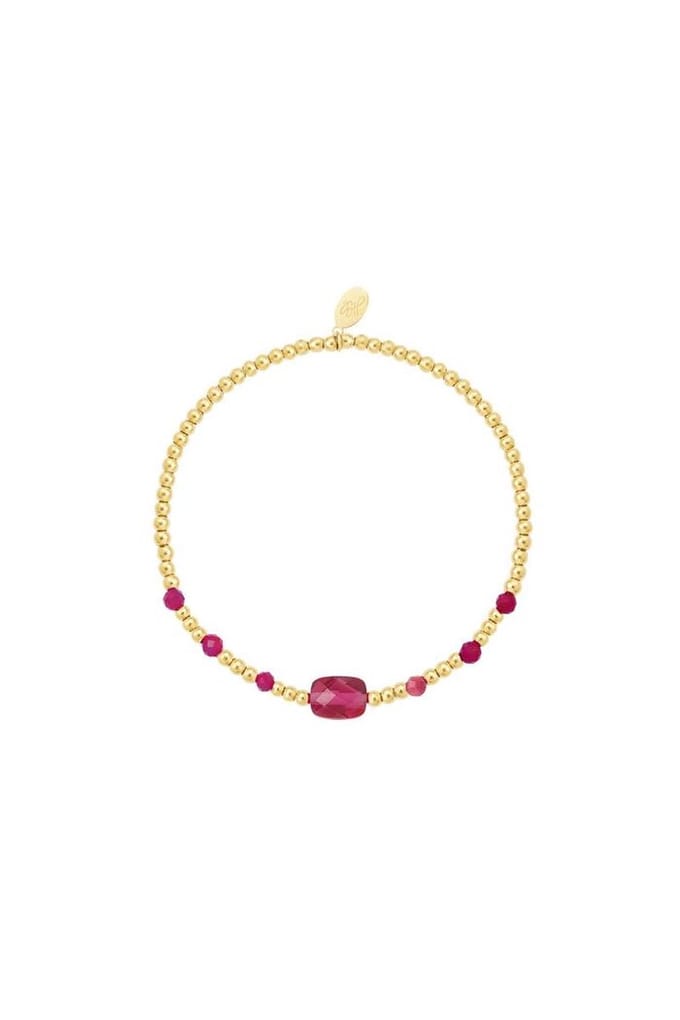 Bijoutheek Armband (Sieraad) elastic staal vierkanten balls kralen Rood