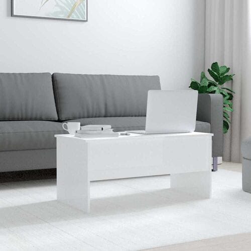 vidaXL - Salontafel - 102x50,5x46,5 - cm - bewerkt - hout - hoogglans - wit