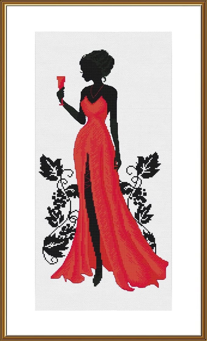 Borduurpakket Nova Sloboda - The lady in Red - De dame in het Rood