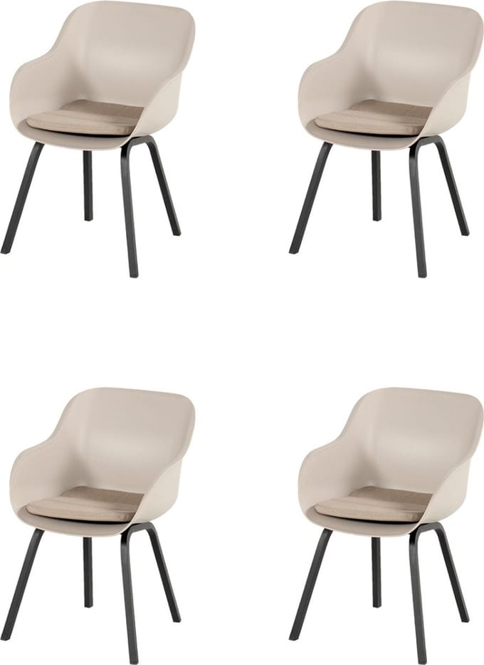 Set van 4 - Hartman Le Soleil Element dining armstoel - Soft Taupe/Black