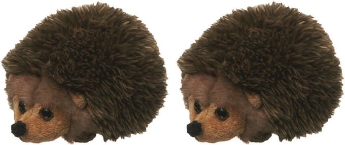 Nature Planet Pluche egel knuffel - 2 stuks - 13 cm - Bruin