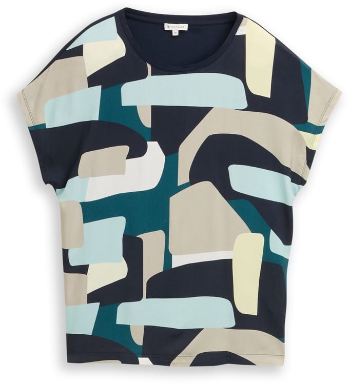 Tom Tailor - T-shirt in materiaalmix - Maat S - abstract stripe print