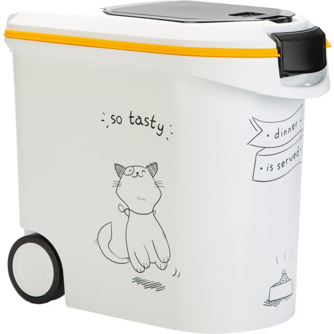 Curver Voedselcontainer Kat - 35L- 12KG - 28x49x43cm - Wit/Geel/Zwart