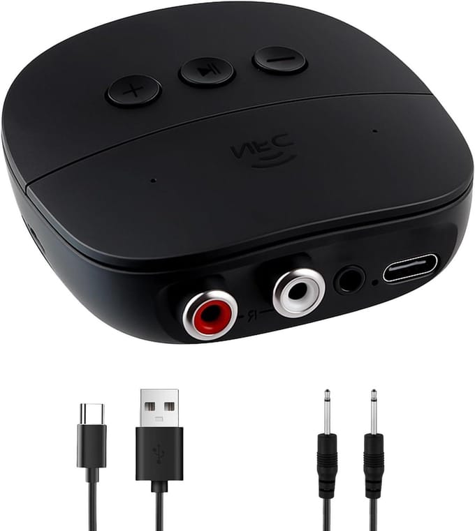 Bluetooth Ontvanger - Audio Adapter - Muziek Streamen - NFC Koppeling - Bluetooth 5.2 - Zwart