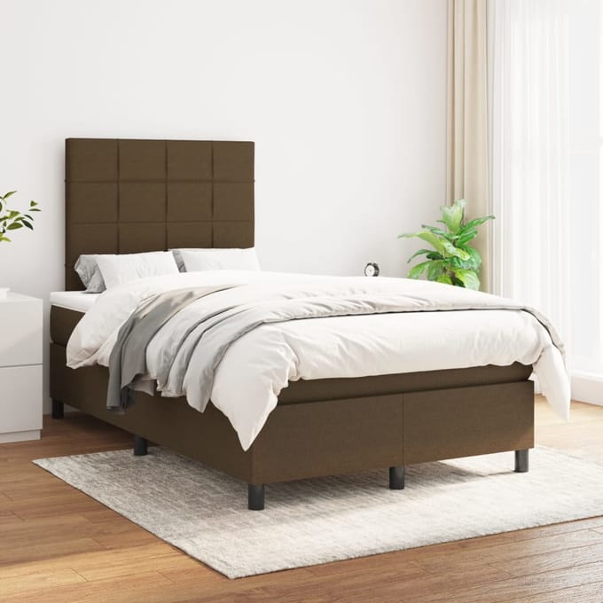 vidaXL - Boxspring - met - matras - stof - donkerbruin - 120x200 - cm