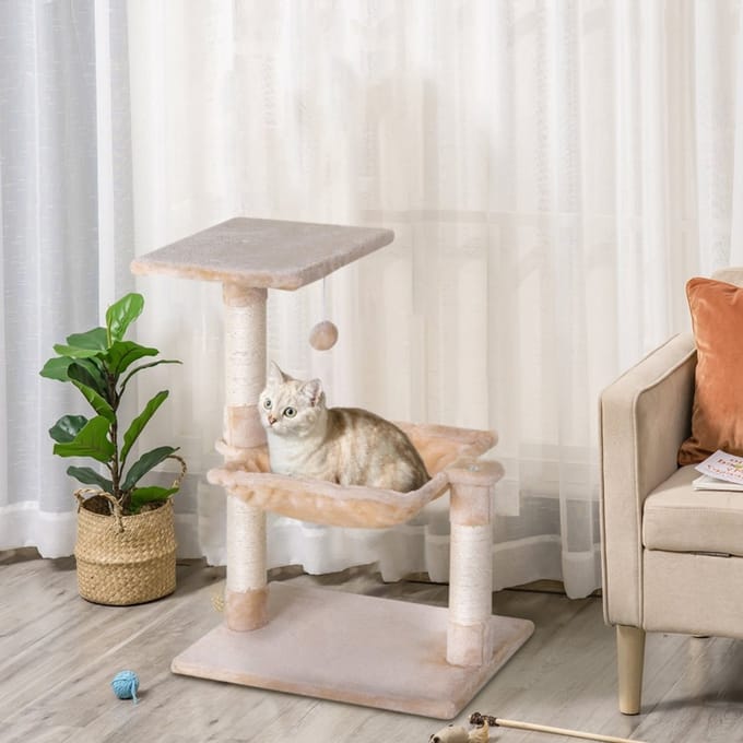 REDOM - Kattenkrabpaal - sisal - rusten - L50 x B36 x H70 cm Beige