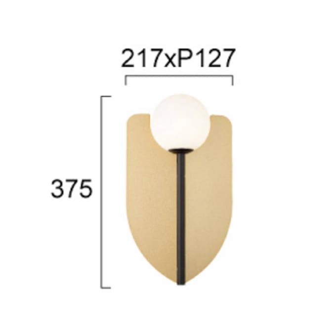Viokef wandlamp Fedora, hoogte 37 cm, goudkleurig, metaal/glas