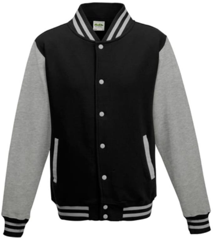 Just Hoods - Varsity Jacket - Jet Black/Heather Grey maat M