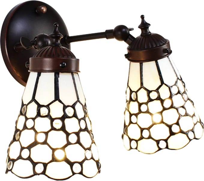 Lumilamp Wandlamp Tiffany 30x23x23 cm Wit Bruin Glas