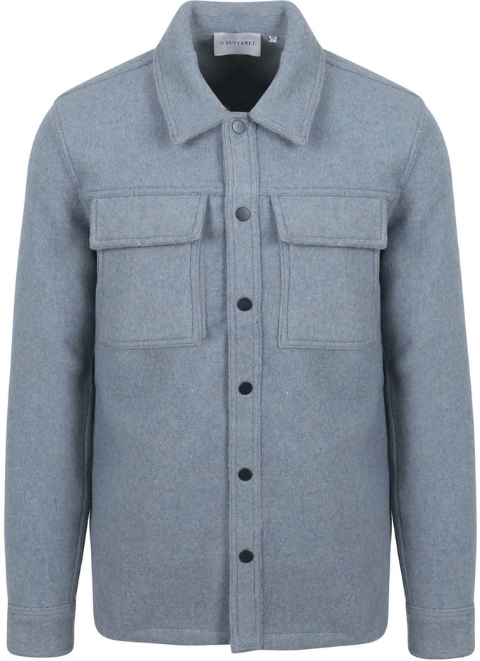 Suitable Overshirt Wool Blend Blauw - Maat XL - Heren